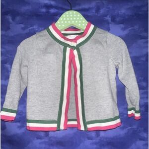 Janie and Jack Girl's Gray Pink Green White Cardigan 18 - 24 Months